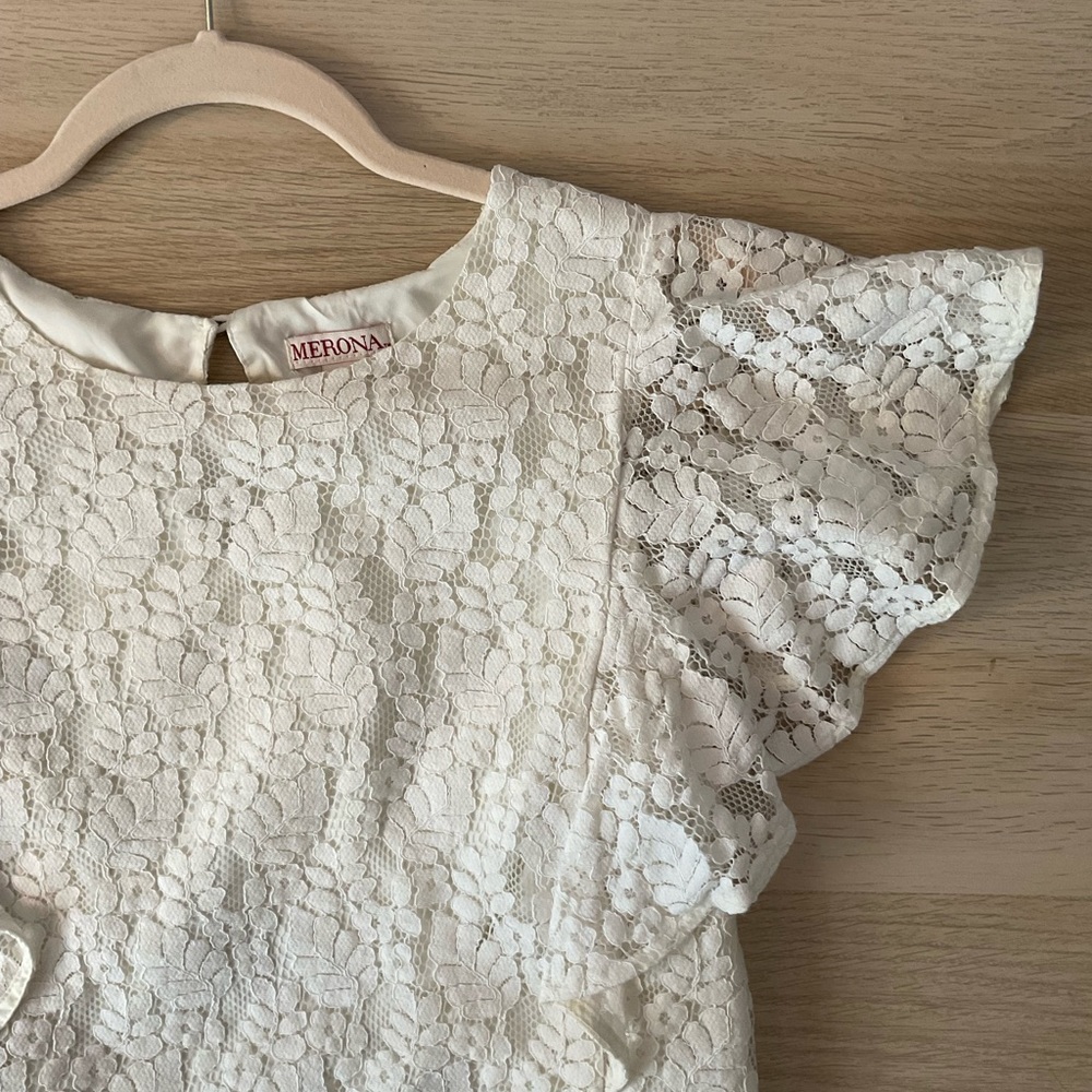 White Lace Ruffle Blouse - Picture 3 of 5